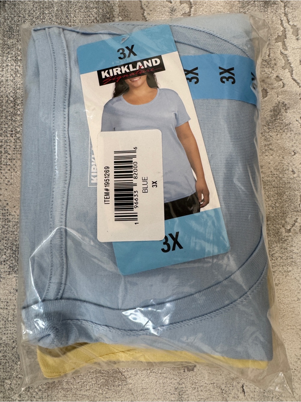 Kirkland Signature Women's Pima Cotton Tee, 2-pack, Size 3X, Blue & Yellow- NWT